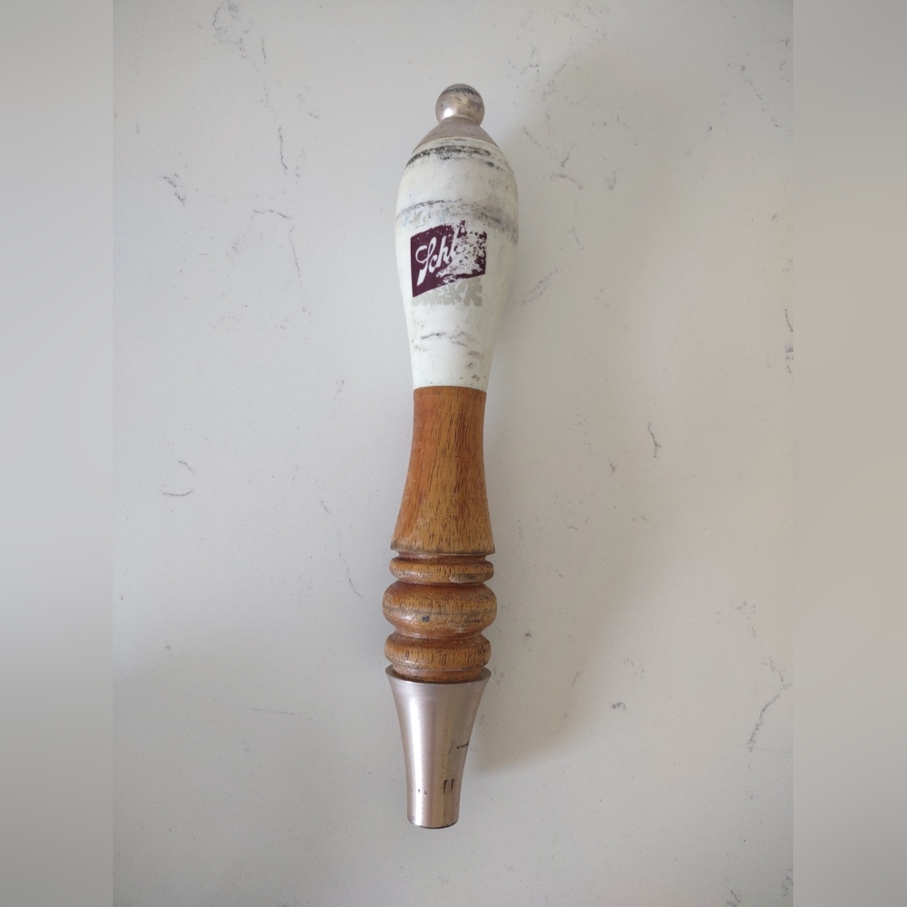 Vintage Schlitz Beer Tap Bar Handle White Porcelain Wood Metal